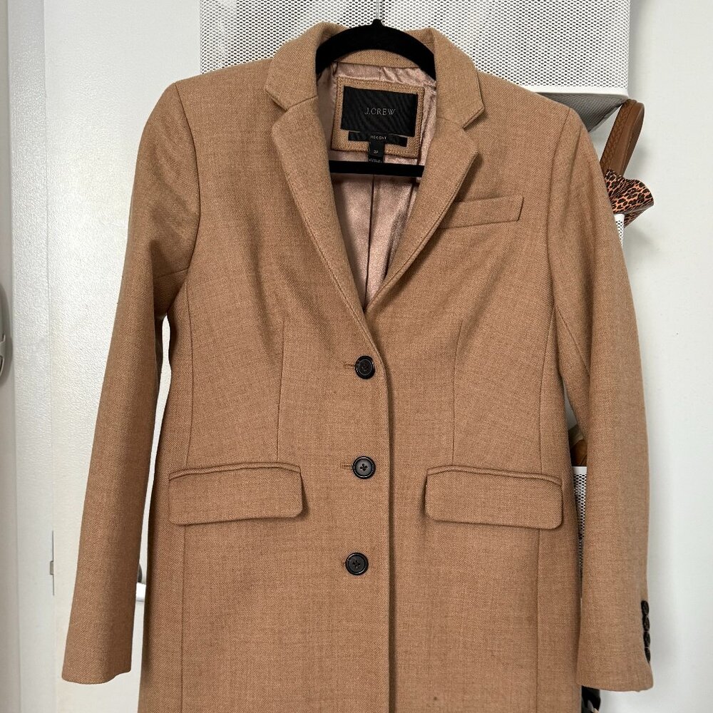 J.Crew Regent coat topcoat in double-serge wool camel tan size 2P